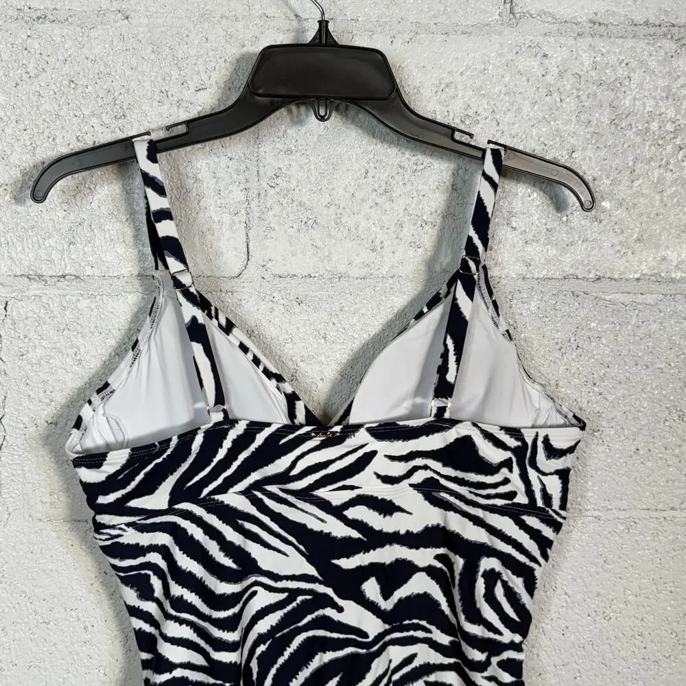ANNE COLE Animal print Surplus Underwire Tankini Top blue/white 38C/40B $84